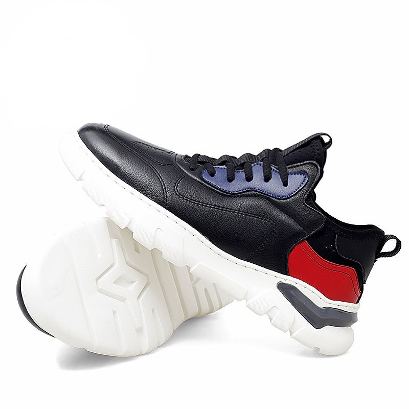 ファッションフラット/6cm エレベーターシューズ メンズ カジュアル 本革 スニーカー