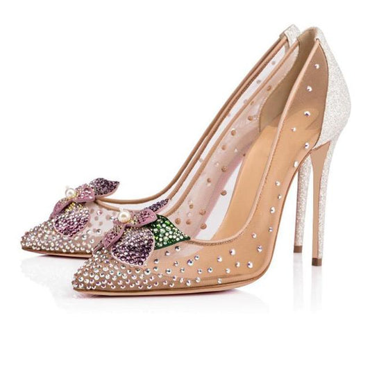 BlingBling Floral Mesh Pumps Woman Summer Stiletto