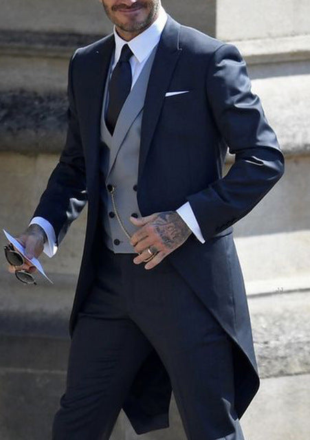 Italian Gentleman Style Wedding Suits Man Long tail