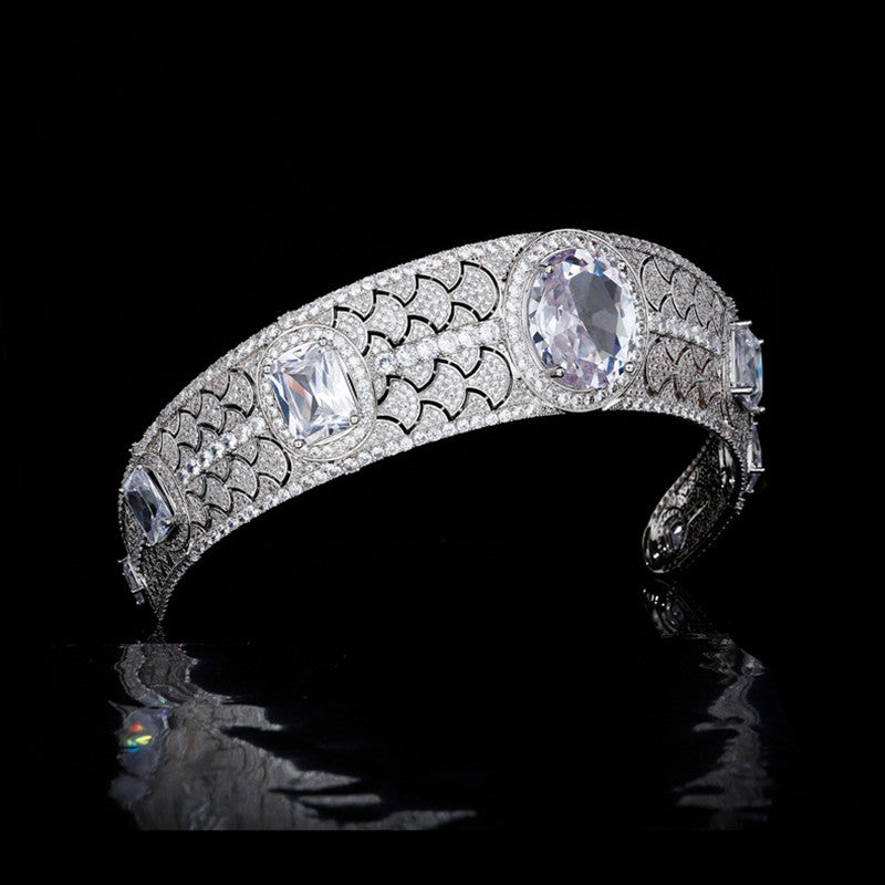 Vintage Diadem Large Zircon Wedding Tiaras Hair Jewelry