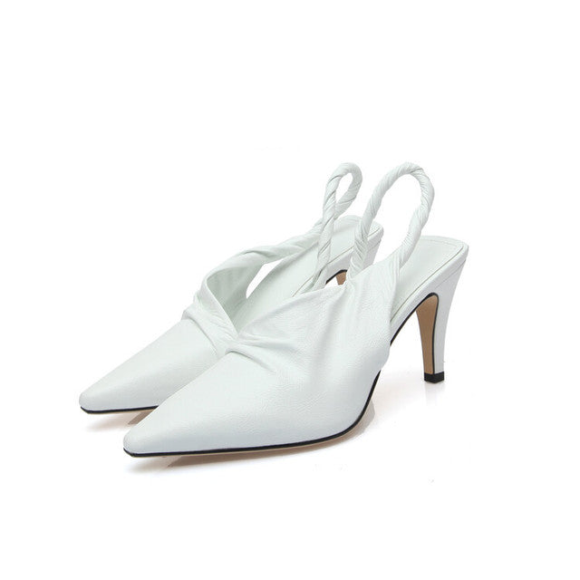 Buckle Design Fashion Shallow Leather Slingback Sandals Women