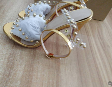 2022年夏ゴールドシューズセクシーなスティレットヒール本革サンダル