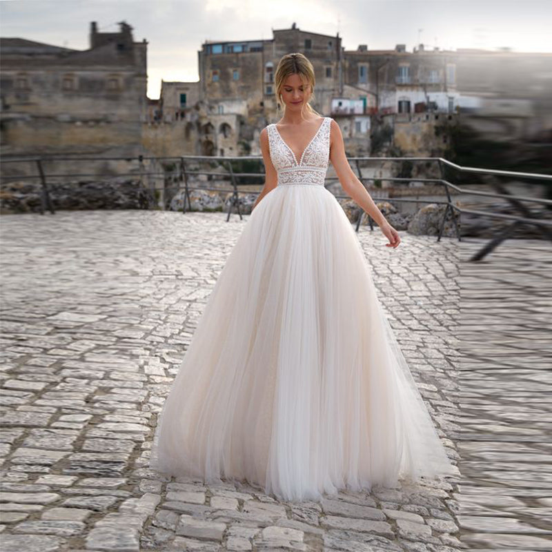 Fashion Vestido De Novia Beach A-Line Princess Wedding Dresses