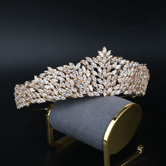 ブライダルティアラ 光沢のあるジルコンの王冠 ヘアアクセサリー プリンセス