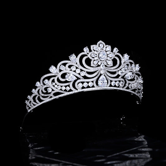 大きなジルコンの花冠 フォレストシリーズ ブライダルティアラ ヘッドドレス