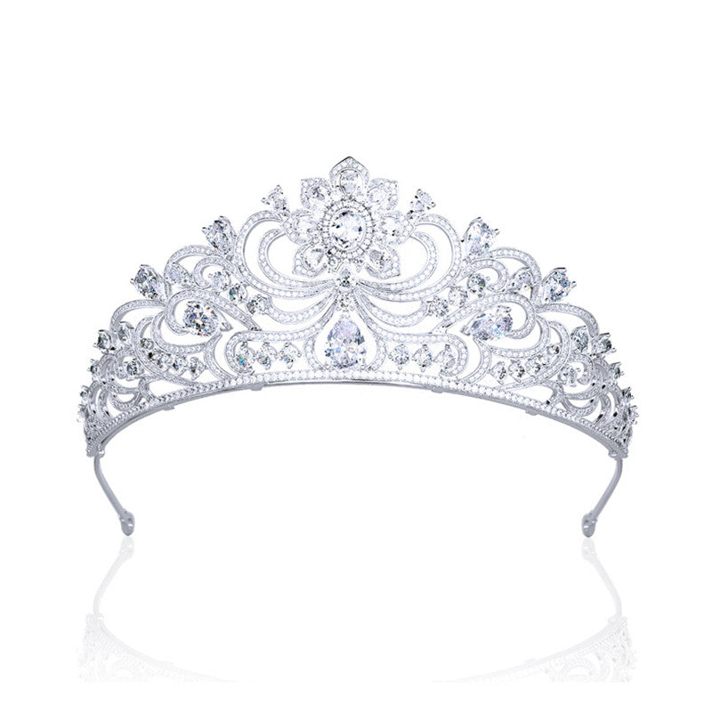 Large Zircon Floral Crown Forest Series Bridal Tiara Headdress