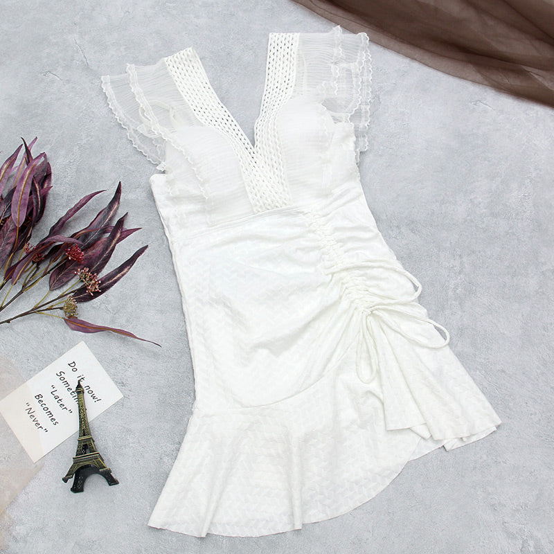 Swimsuit Women Mesh One Piece Solid White Push Up Swim Suit