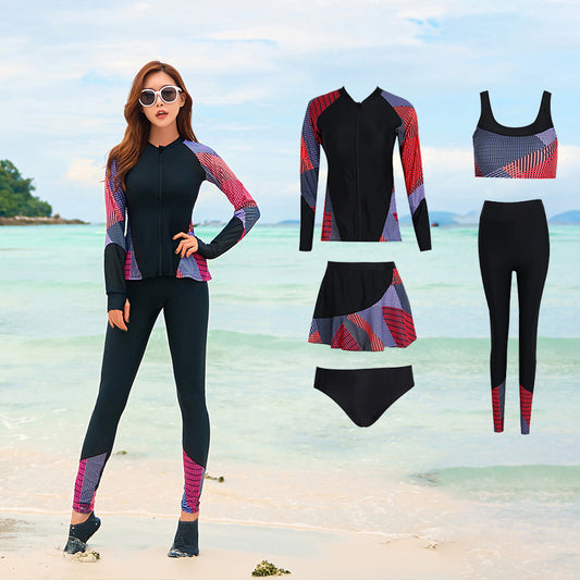 Long Sleeve Rash Guards Swim Leggings Bikini set Sun UV Protection