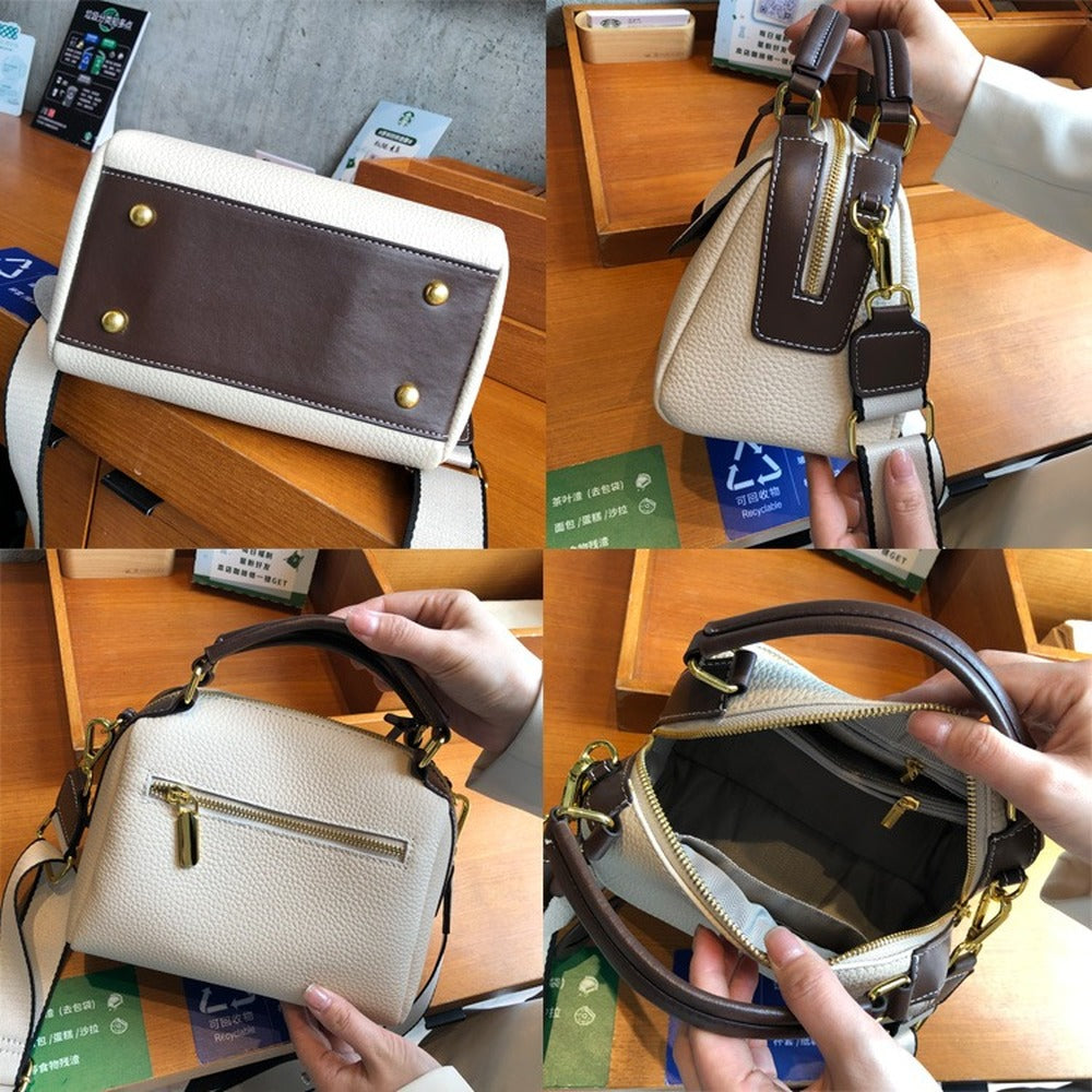 Panelled Color Women Handbag 100% Genuine Leather