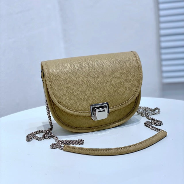 Leisure Yellow Small Saddle Bag 100% Genuine Cow Leather Women