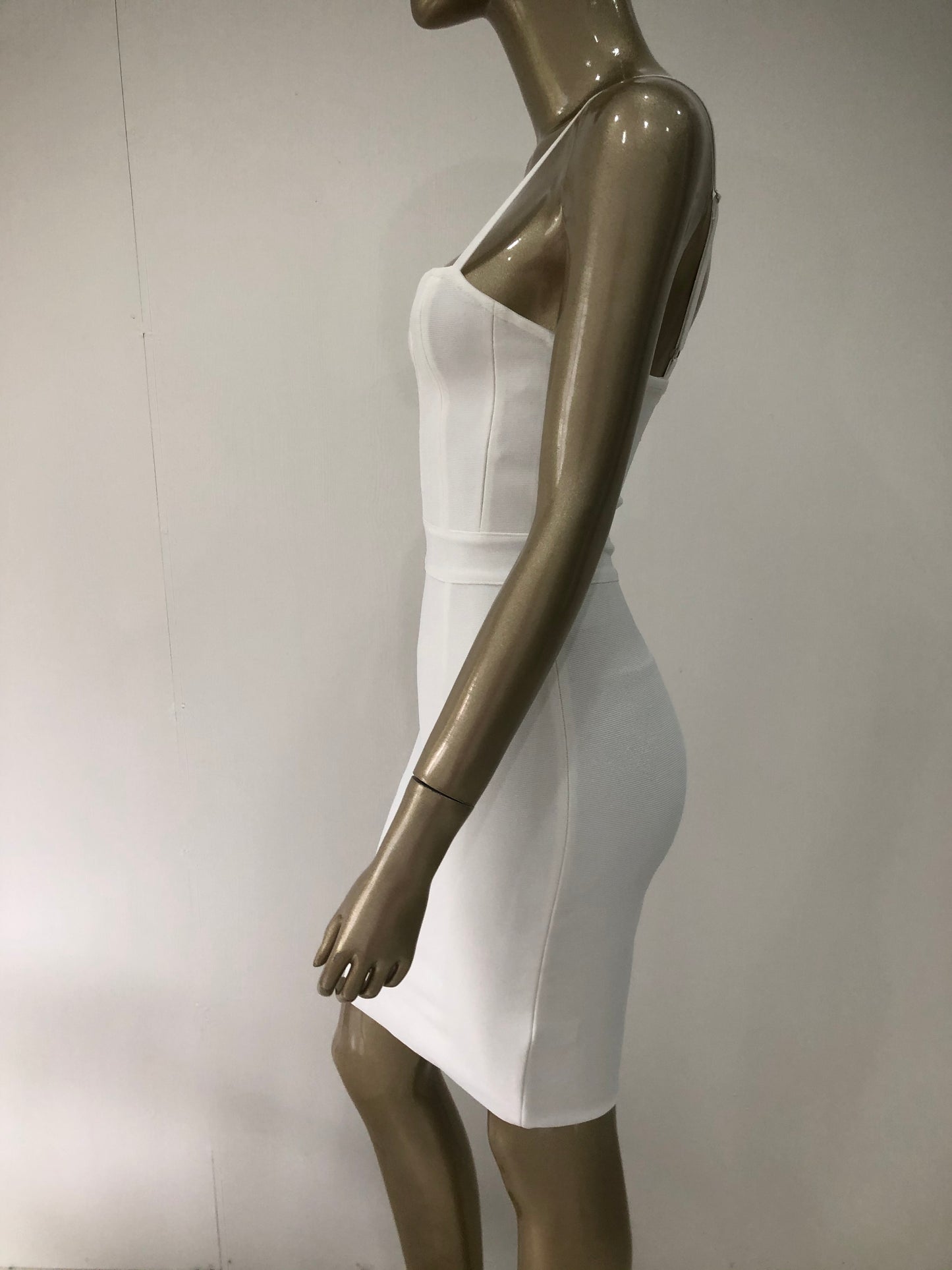 Sexy Sleeveless Backless V Neck White Mesh Mini Dress