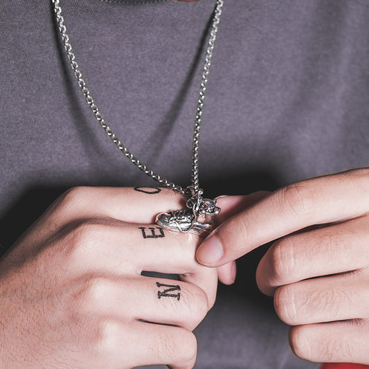 Silver Creative Personality Shoes Hidden Cat Pendant Necklace