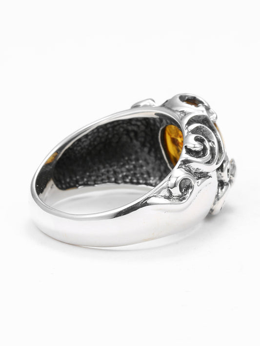 Tang grass flower vine amber ring