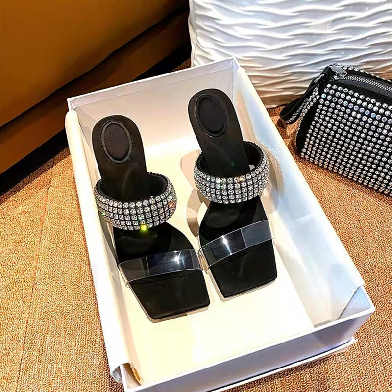 ハイヒールレディーススクエアヘッドシューズ