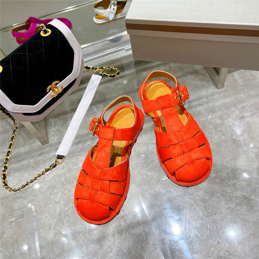 T-strap Design Round Toe Casual Flat Sandals