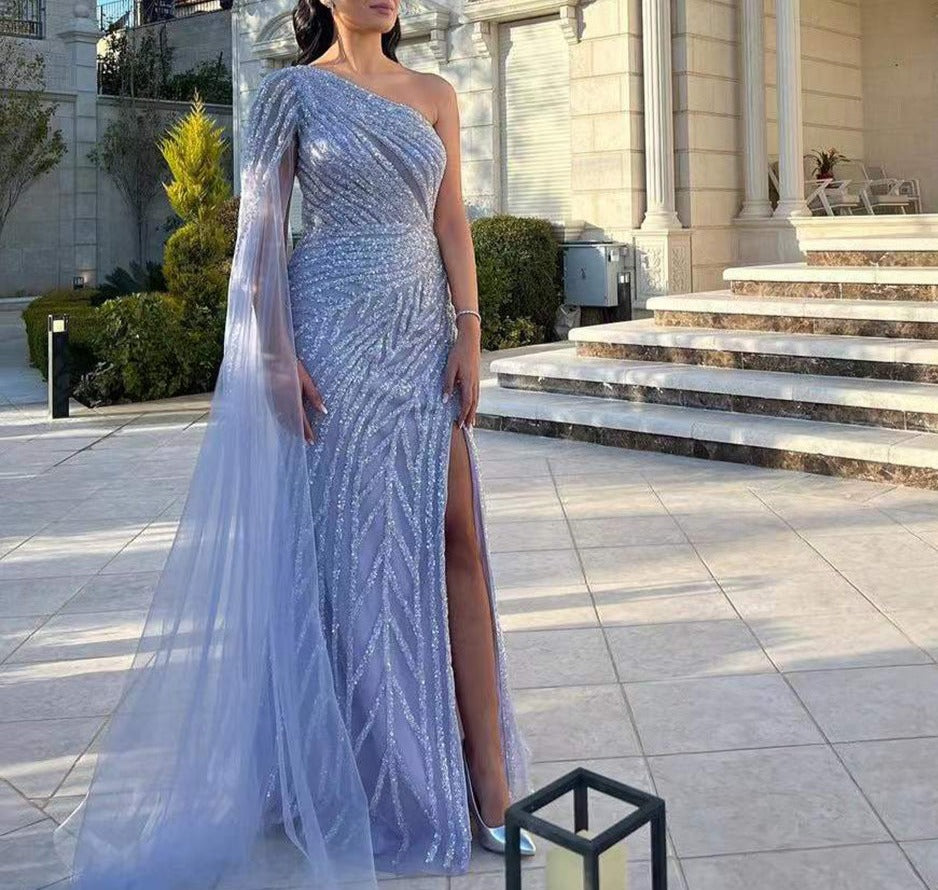 Lilac High Split Mermaid Evening Dresses Gowns