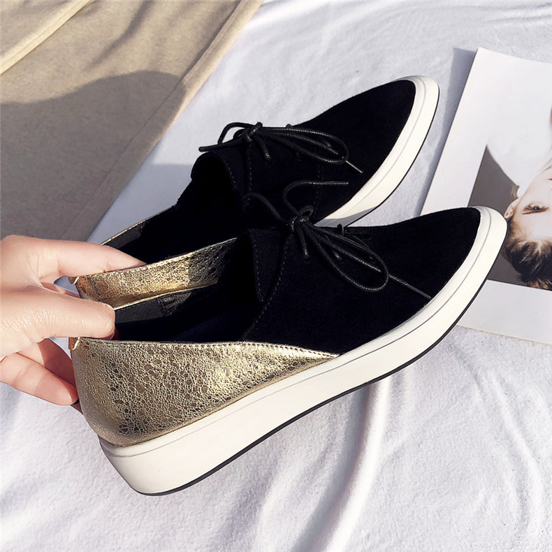 Women Flats Oxford Shoes Genuine Leather Loafers