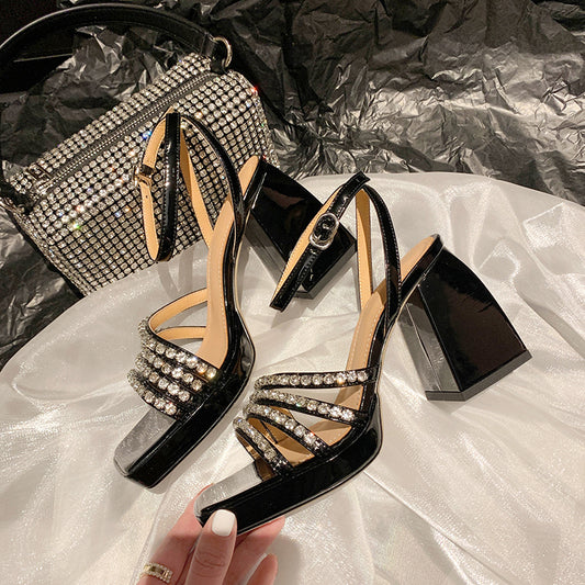 Women Sexy Buckle Summer Thick Heels Shoes