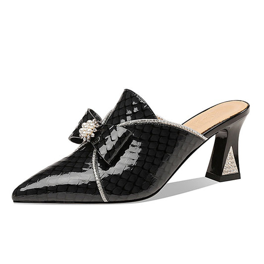 Genuine Leather Sandals For Women Thick Heels Pump