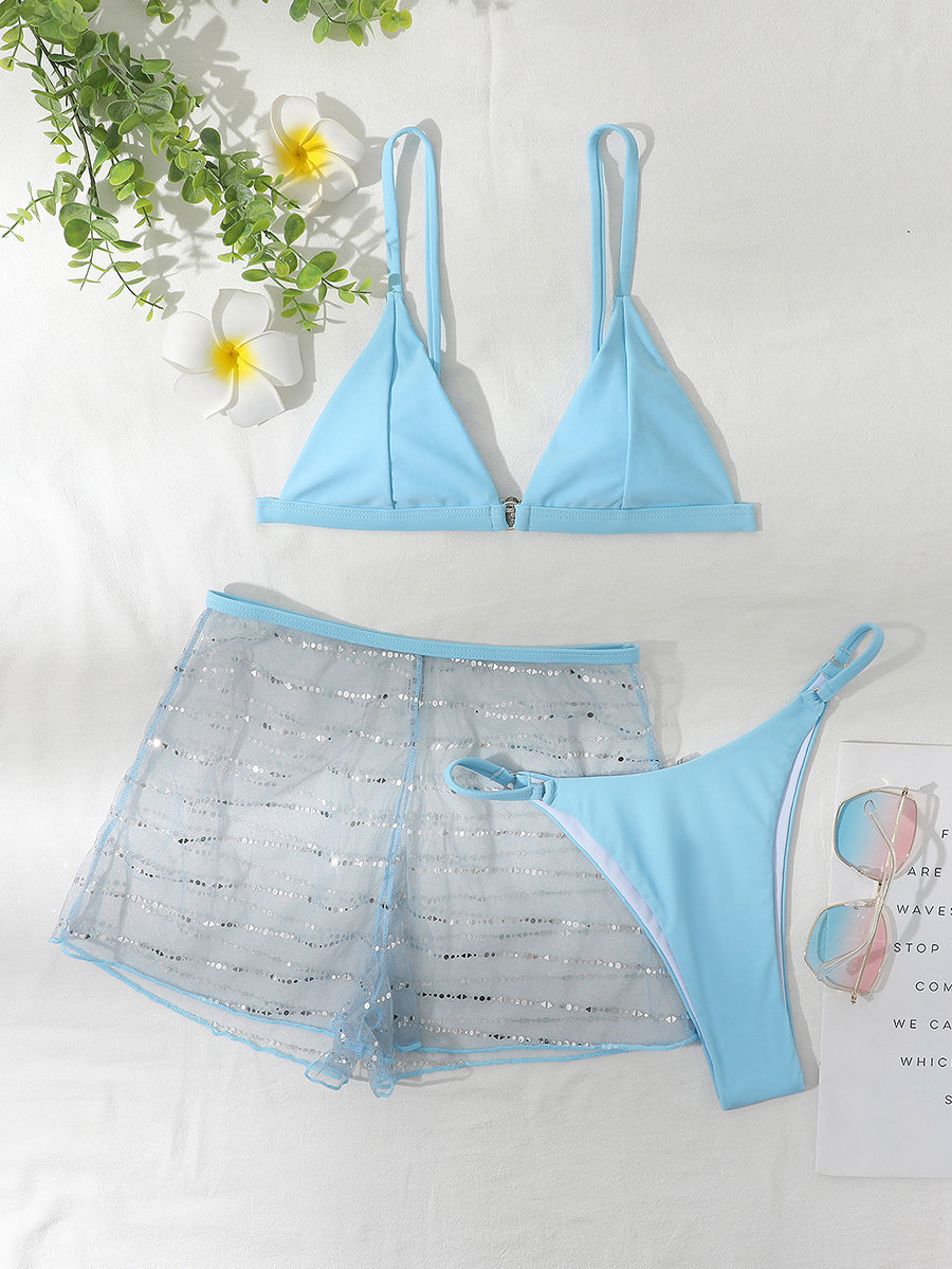 ブルービキニ セクシー プッシュアップ 水着 レディース ひもビキニ