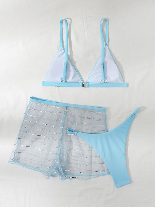 Blue Bikini Sexy Push Up Swimwear Women Thong Biquini