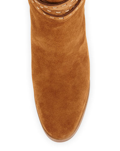 brown suede leather thick heel lace up fringe short boots elegant tassel ankle booties dropship size US10 - LiveTrendsX