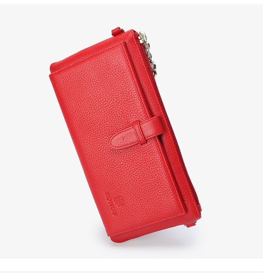 Women Credit card holder Genuine Leather wallet female long zipper multi-function clutch chain slung soft leather clutch bag - LiveTrendsX