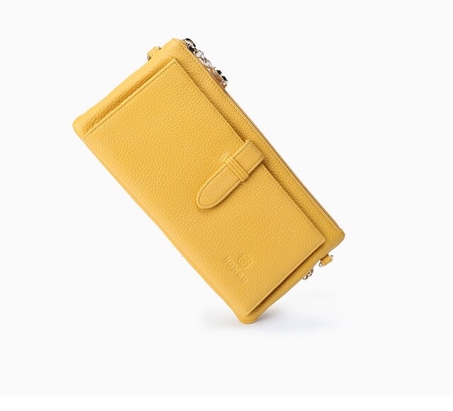 Women Credit card holder Genuine Leather wallet female long zipper multi-function clutch chain slung soft leather clutch bag - LiveTrendsX