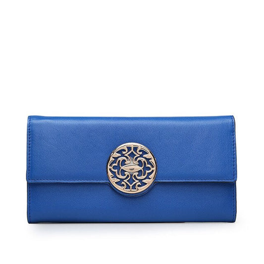 Fashion Genuine Leather wallet women luxury brand long simple Calfskin wallets personalized multi-function sequins clutch purse - LiveTrendsX