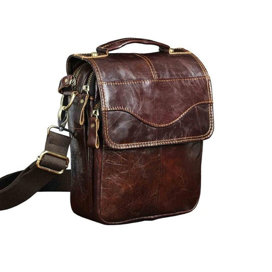 Quality Original Leather Male Casual Shoulder Messenger bag Cowhide Fashion Cross-body Bag 8" Pad Tote Mochila Satchel bag - LiveTrendsX