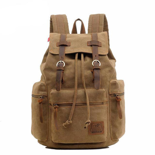 New fashion men's backpack vintage canvas backpack school bag men's travel bags large capacity travel laptop backpack bag - LiveTrendsX