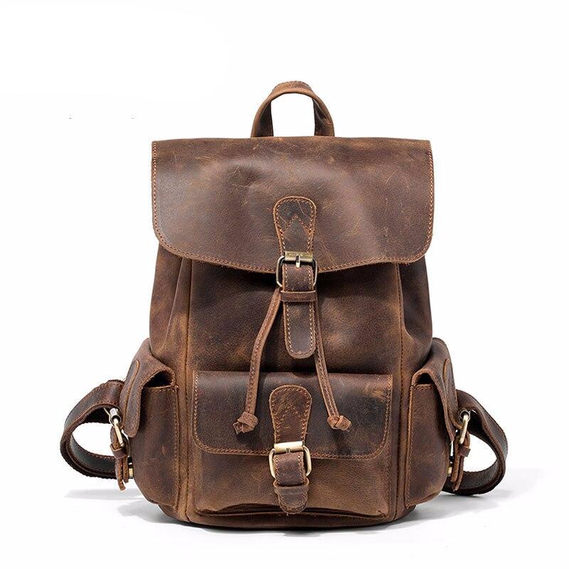 European and American crazy horse leather shoulder bag retro handmade ladies backpack shoulder diagonal travel college - LiveTrendsX