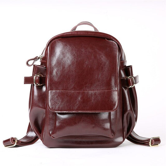 Fashion High Quality Black Coffee Brown Split Leather Cute Women Backpacks For Girl Woman Travel Bags M8090 - LiveTrendsX