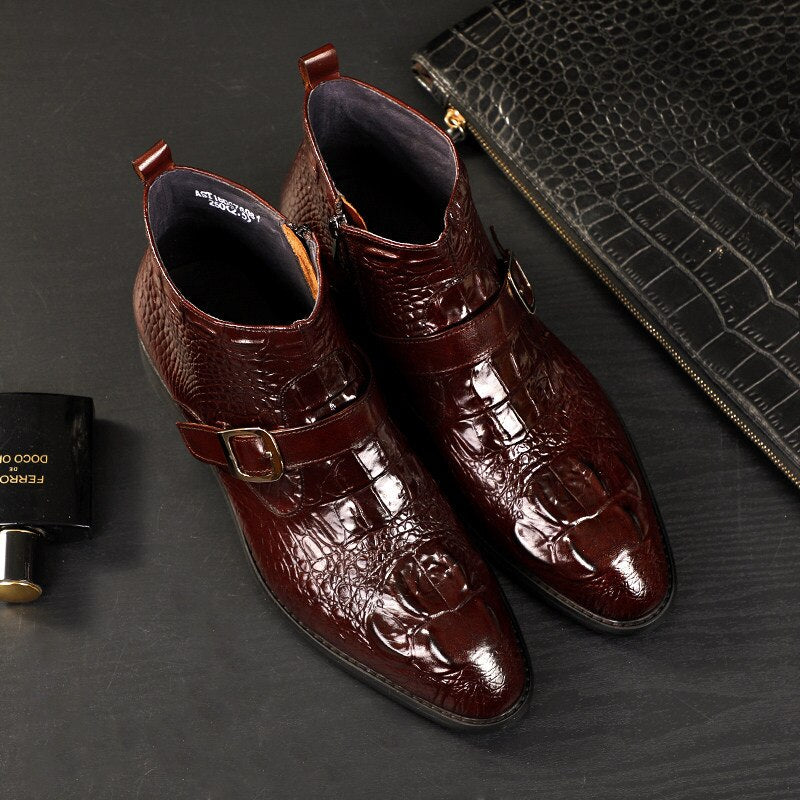 メンズ フルグレインレザー バックルベルト オフィスシューズ