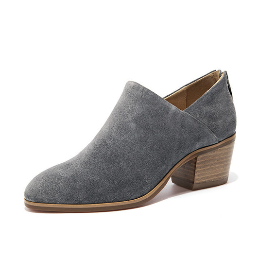 Women Boots High Heel Round Toe Zipper Handmade Genuine Leather Cow Suede Ankle Boot Spring Autumn Lady Shoes 03315 - LiveTrendsX