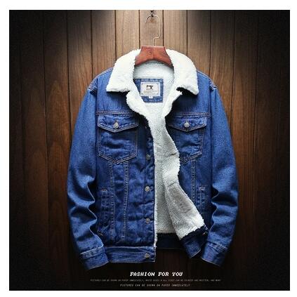 Men Light Blue Winter Jean Jackets Outerwear Warm Denim Coats New Men Large Size Wool Liner Thicker Winter Denim Jackets Size6XL - LiveTrendsX