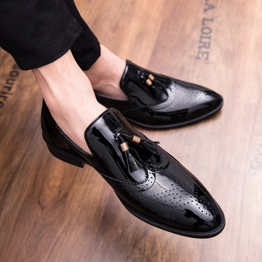 Hot Men Tassel Pointed Men Formal Shoes Comfortable Loafers Male Wedding Party Flat Shoes Plus Size 38-47 Drop shipping - LiveTrendsX