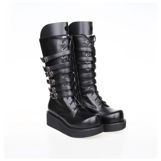 Princess sweet punk shoes autumn and spring Classic Lolita boots chunky punk lace muffin high boots Front zipper women - LiveTrendsX