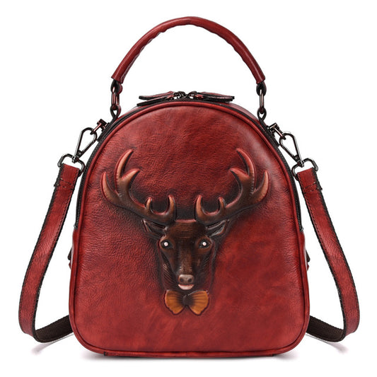 Women Genuine Leather Backpack Daypack Female Leisure Travel Shoulder Bag Vintage Knapsack High Quality Real Cowhide Rucksack - LiveTrendsX