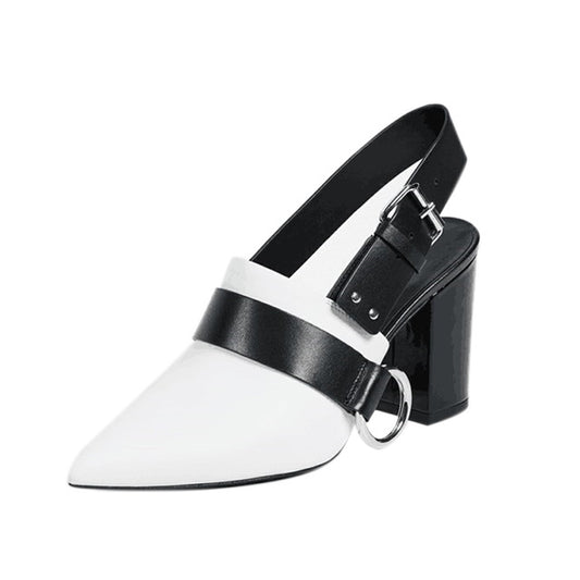 Genuine Leather High Heels Sandals Women 2019 New Fashion Summer Office Female Shoes Pointed Toe Metal Decoration Footwear - LiveTrendsX