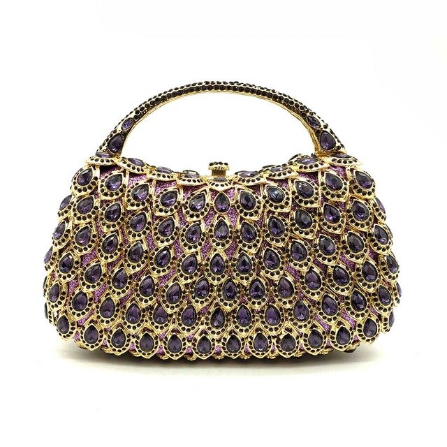 Gold Crystal AB Women Evening Clutch Bags Top-Handle Minaudiere Wedding Diamond Handbag Rhinestones Party Bag - LiveTrendsX