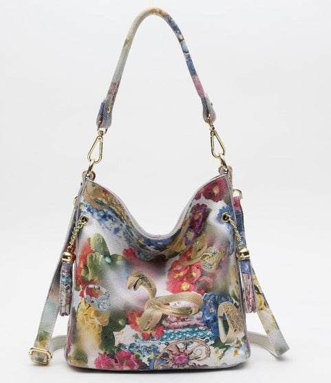 High Class Shiny Floral REAL LEATHER Women Handbags Bags Fashion 2019 New Genuine Cow Leather Blossom Designer Bag - LiveTrendsX