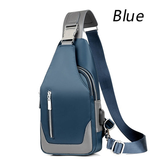 Men's Messenger bag shoulder Oxford cloth Chest Bags Crossbody Casual messenger bags Man USB charging Multifunction Handbag - LiveTrendsX