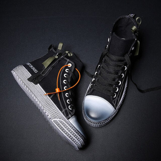 Men Casual Shoes All Black High Top Canvas Shoes Male All Match Retro Fashion Breathable Sneakers Men Tenis Masculino Adulto - LiveTrendsX