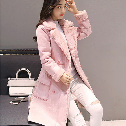 Women Suede Fur Coat Thick Warm Faux Sheepskin Long Jacket Female Overcoat 2019 Winter Fashion Solid Trench Coats Drop Shipping - LiveTrendsX