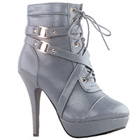 Black/Brown Strap Buckles Zip High Heel Platform Ankle Boots - LiveTrendsX