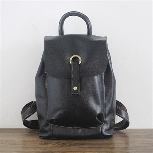 Nesitu High Quality New Fashion Black Blue Brown Genuine Leather Women's Backpack Female Girl Backpacks Lady Travel Bag - LiveTrendsX