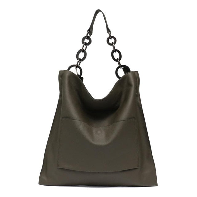 Luxury 100% Genuine Leather Handbags For Women Fashion Pocket Large Capacity Big Chain Shoulder Bags Tote Hobos A4 - LiveTrendsX
