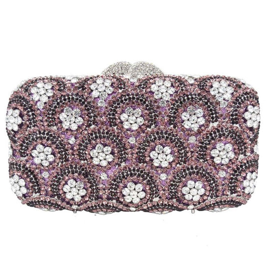Crystal Flower Clutch Bag Ladies Luxury Bags Diamond Wedding Purse Women Chain Handbags - LiveTrendsX