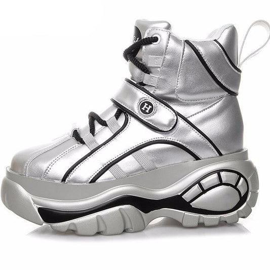 Women High Platform Sneakers Brand Fashion Design Women Chunky Trainers Ladies Shoes Casual Woman Footwear Silver - LiveTrendsX